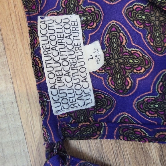 LUCCA COUTURE Purple Geometric Long Sleeve Open Back Romper - Picture 3 of 11